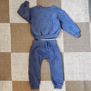 Smiley face matching sweat set unisex